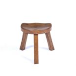 Chris Checksfield of Whitby Catman stool Oak Carved cat signature 37cm high, 36cm wide.