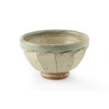 Richard Batterham (1936-2021) Footed bowl the body with green ash glaze and cut sides 11cm high,