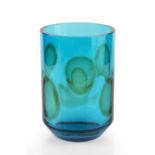 Geoffrey Baxter (1922-1995) for Whitefriars Tall vase kingfisher blue with applied green spots