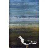Attributed to Henry Collins (1910-1984) Seagull on the Beach oil on board 43 x 28cm.