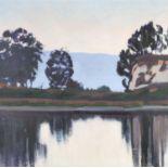 Marcia Burtt (b.1941) Lakeside, 1984 signed and dated (to reverse) oil on canvas 60 x 60cm.Good