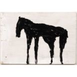 Andrew Litten (b.1970) Horse on White signed (to reverse) oil on board 17 x 24cm.