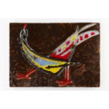 Manner of Pablo Picasso (1881-1973) Continental pottery tile, circa 1960 decorated with a cockerel