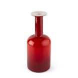 Otto Brauer for Holmgaard Gulvase cased red and white glass 36.5cm high.