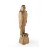 Arts & Crafts Sculpture of a bird, 1967 carved oak initialled JCW and dated 45cm high.