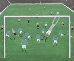 George Bissill (1896-1973) Football - A Diving Save signed (lower right) oil on canvas 59 x 71cm,