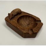 Robert Thompson of Kilburn (1876-1955) Mouseman ashtray oak carved mouse signature 10 x 7cm.
