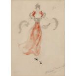Oliver Messel (1904-1978) Fire costume design for Homage to the Queen, circa 1953 signed in