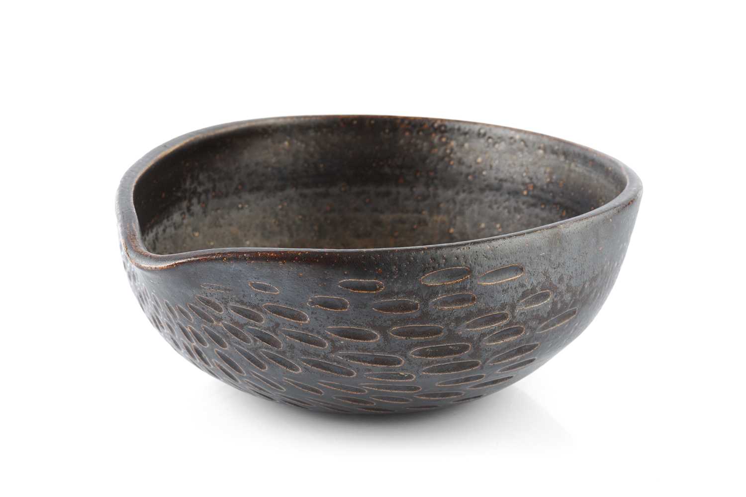 Walter 'Wally' Cole at Rye Pottery Hedgehog bowl, 1966 incised signature and pottery marks 22cm