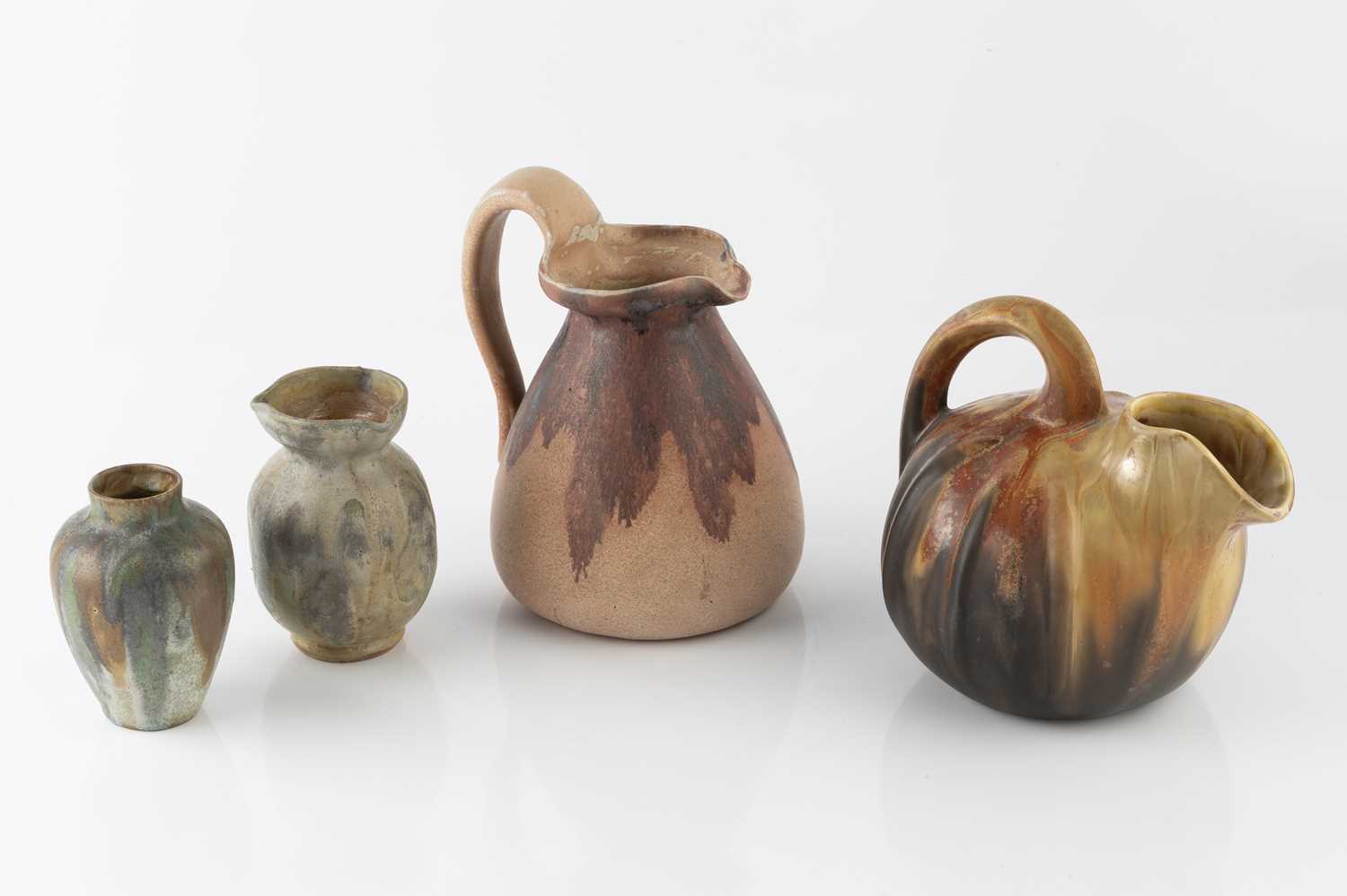 French Art Pottery Charles Greber jug and two vases jug 20cm high; and a Gilbert Metenier gourd- - Image 2 of 6