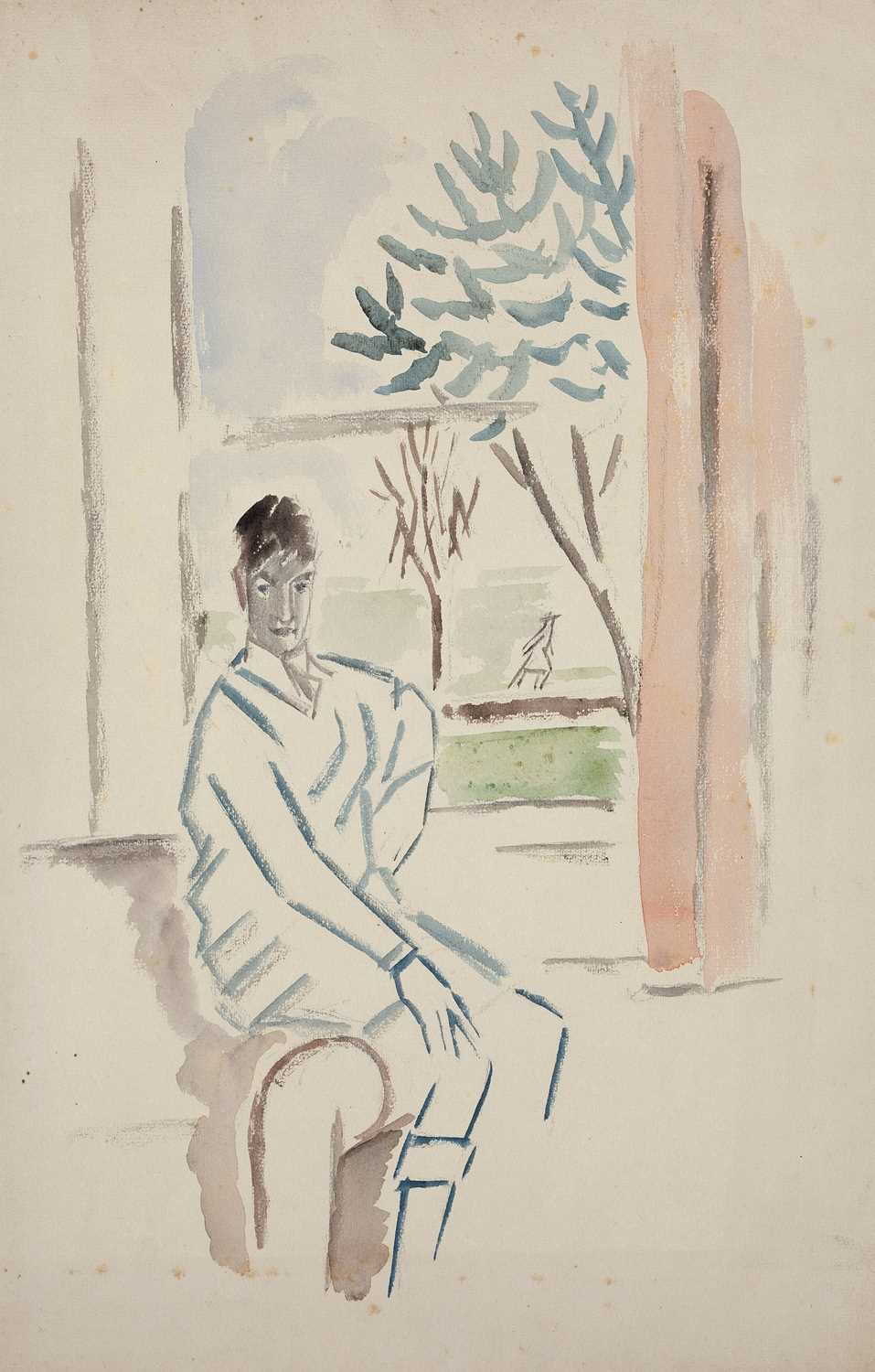 George Bissill (1896-1973) Boy at the Window watercolour 48 x 31cm, unframed. - Image 2 of 2