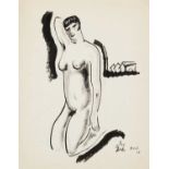 George Bissill (1896-1973) Kneeling Female Nude, 1928 signed and dated (lower right) ink on paper 31