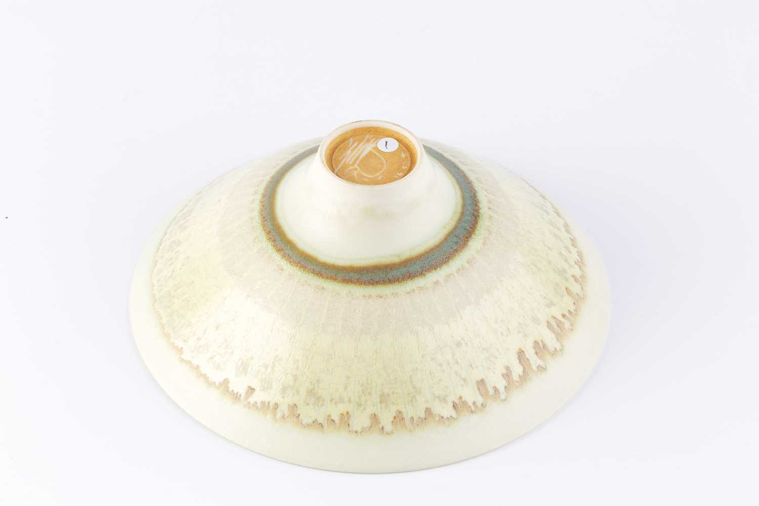 Peter Wills (b.1955) Footed bowl, circa 1990 porcelain with pale glazes signed and with impressed - Image 3 of 5