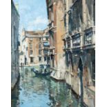 Stanley Orchart (1920-2005) Side Canal, Venice signed (lower right) oil on board 50 x 39cm.The