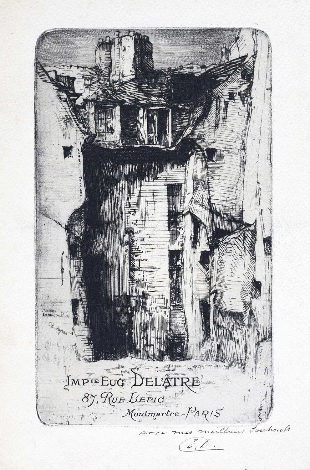 Auguste Delatre (1822-1907) Montmartre Paris inscribed and signed with initials in ink etching 18 - Image 2 of 4