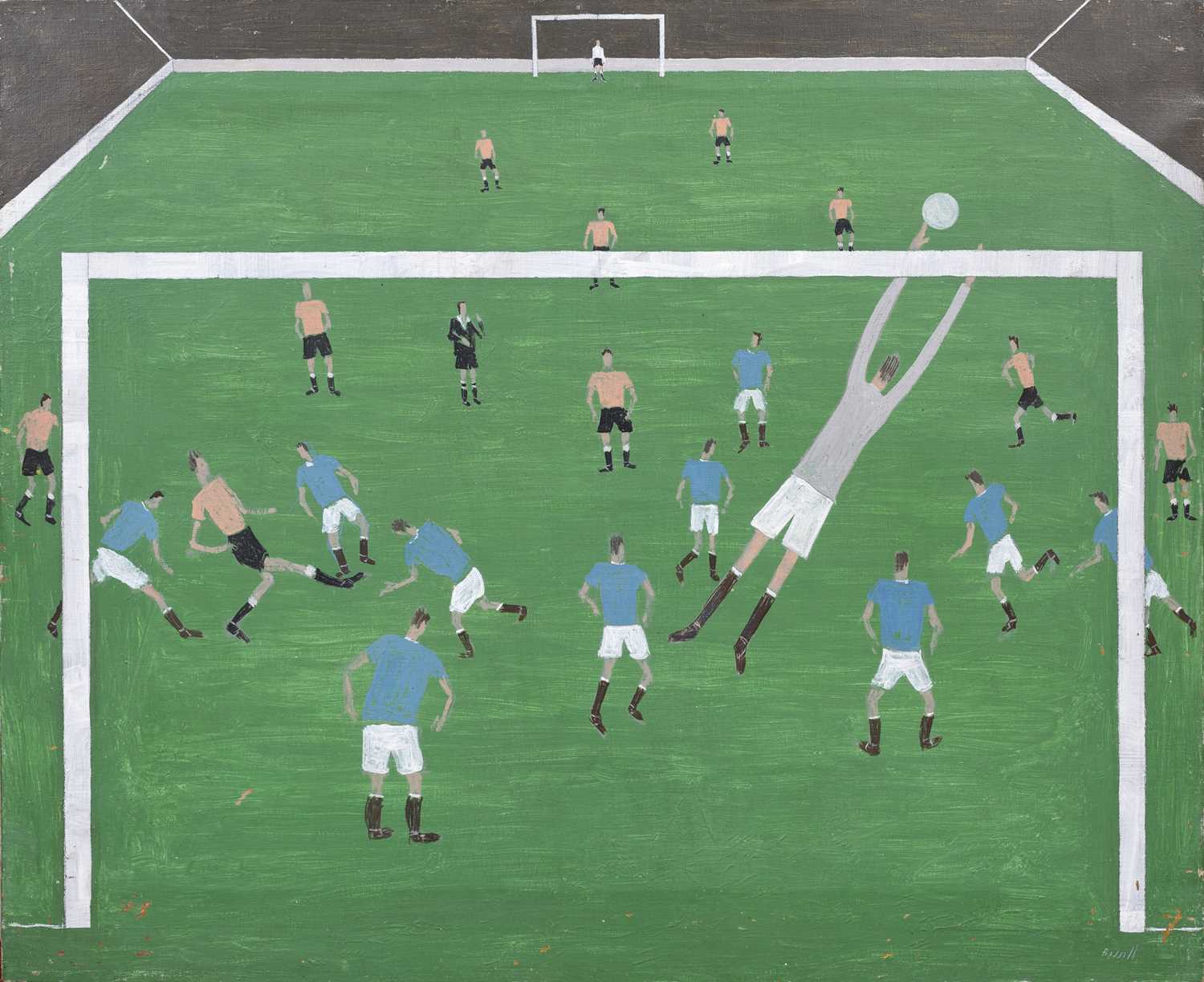 George Bissill (1896-1973) Football - A Diving Save signed (lower right) oil on canvas 59 x 71cm, - Image 3 of 4