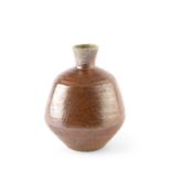 William Marshall (1923-2007) at Leach Pottery Bottle vase iron glaze with incised decoration