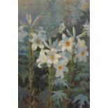 Manner of Cedric Morris (1889-1982) White Flowers oil on canvas 60 x 39cm.