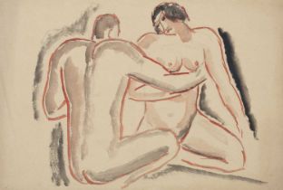 George Bissill (1896-1973) Seated Nudes watercolour 31 x 48cm, unframed.
