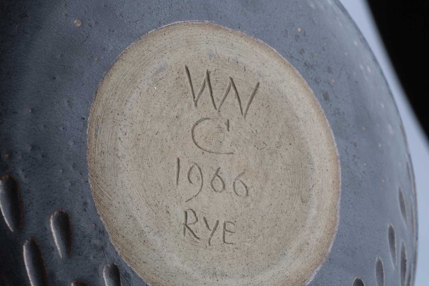 Walter 'Wally' Cole at Rye Pottery Hedgehog bowl, 1966 incised signature and pottery marks 22cm - Image 3 of 3