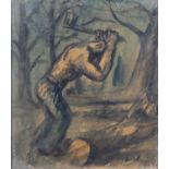 George Bissill (1896-1973) Woodsman signed (lower right), titled (to reverse) watercolour 35 x 30cm.