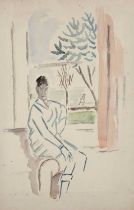 George Bissill (1896-1973) Boy at the Window watercolour 48 x 31cm, unframed.