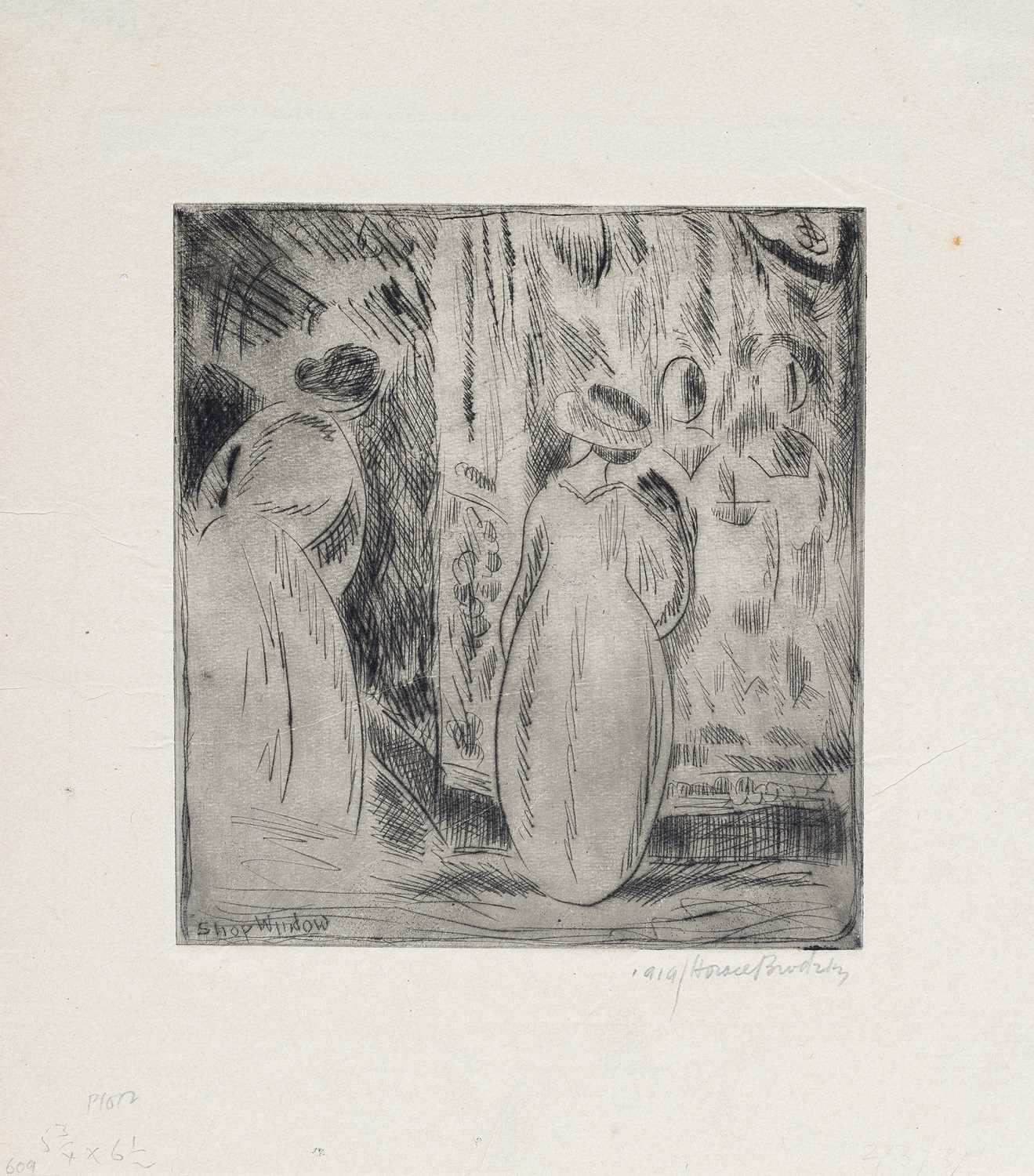 Horace Brodzky (1885-1969) Shop Window signed in pencil (lower right) etching 24 x 21cm, unframed. - Image 2 of 2