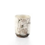 Kageo Muira (20th Century) Bowl incised with a horse with original signed box 6cm high.