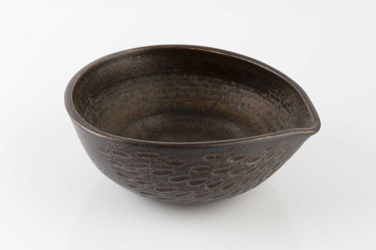 Walter 'Wally' Cole at Rye Pottery Hedgehog bowl, 1966 incised signature and pottery marks 22cm - Image 2 of 3