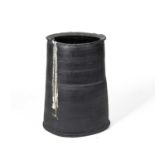 Dan Kelly (b.1953) Large vessel black glaze with vertical white lines running from the rim 44.5cm