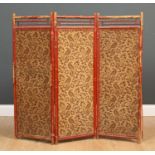 An early 20th century Eastern bamboo three fold screen 107cm wide x 102cm high From Wick Hall, the