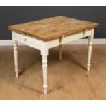 A Victorian pine kitchen table 104cm wide x 74cm deep x 74cm high From Wick Hall, the estate of