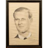 C.H. Donnelly, Philip Duke of Edinburgh, portrait, pencil sketch, signed and dated 1953 lower