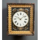 A late 19th century Dutch painted wall clock, the dial with Roman numerals, overall 28cm wide x 33cm