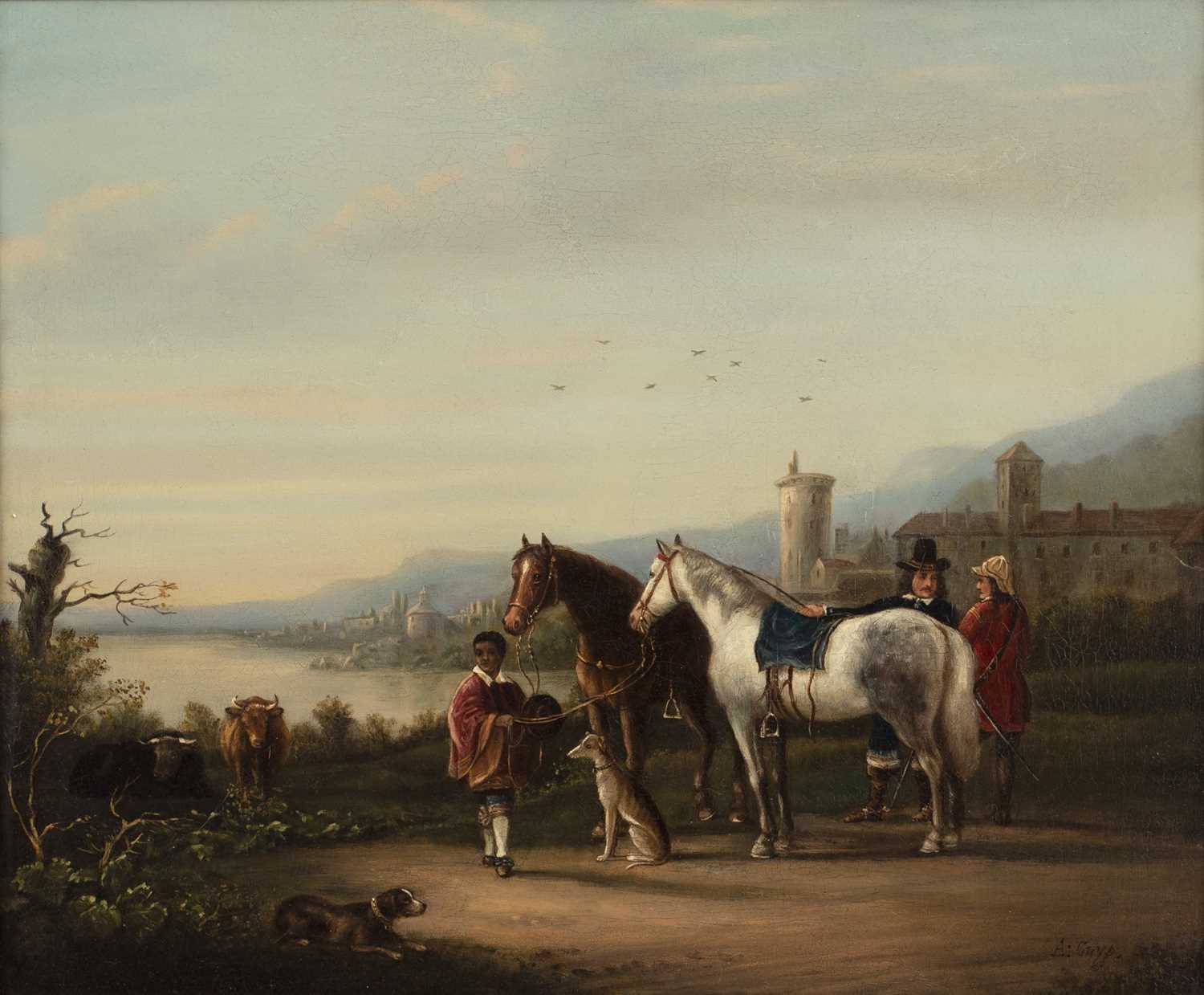 After Albert Cuyp The Negro Page, bears signature, oil on canvas, 49.5 x 60cm