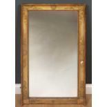 A 19th century gilded wall mirror with rectangular bevelled glass, 70cm x 109cmSome chips and