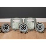 Three Yokogawa Denshikiki Co Limited gyrocompasses 25cm diameter together with two mounts for the