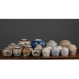 A collection of seventeen modern Chinese ginger jars to include a group of six crackle glazed jars