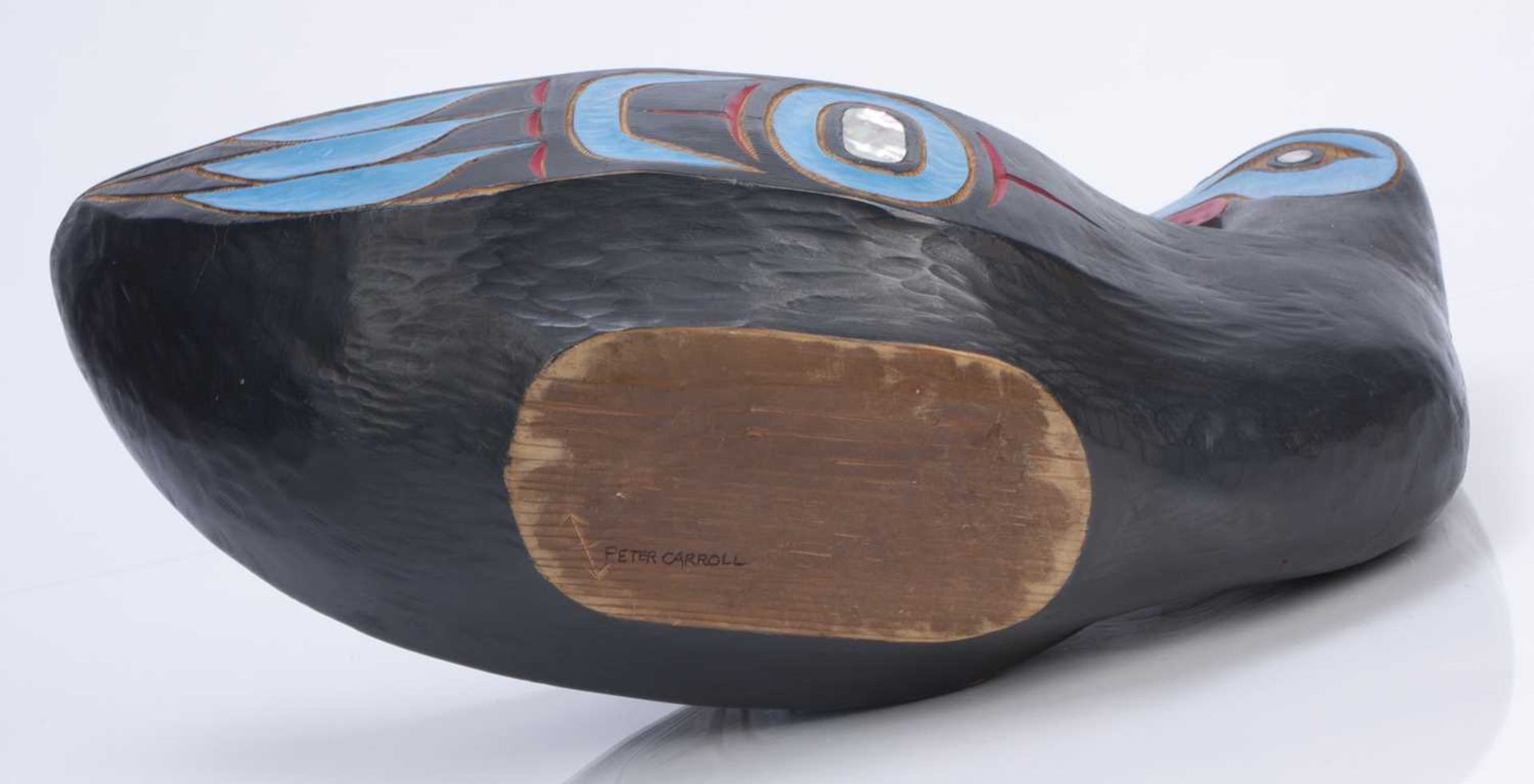 Peter Carroll (Late 20th Century School) dug out bird bowl, with polychrome painted decoration, - Image 3 of 4