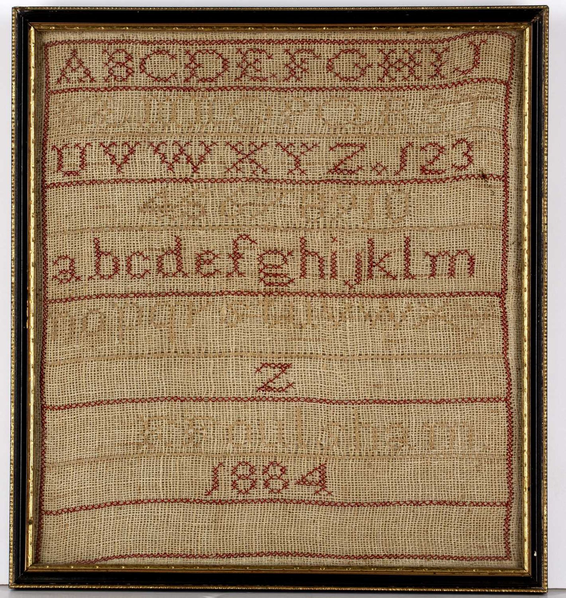 Two antique needlework samplers the larger monochrome alphabet sampler reads 'Elizabeth Pipe, - Image 4 of 6