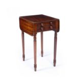 Mahogany small Pembroke/bedside table 19th Century, with one end drawer and dummy drawers, 74cm wide