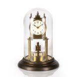 Anniversary type clock early 20th Century, the white dial marked 'CB' with Arabic numerals, under