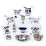 Collection of silver consisting of: two silver sauce boats, 343g approx overall, a Georgian silver