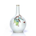 Porcelain bottle vase Japanese, 19th Century, painted in enamels with various figures, 26cm high