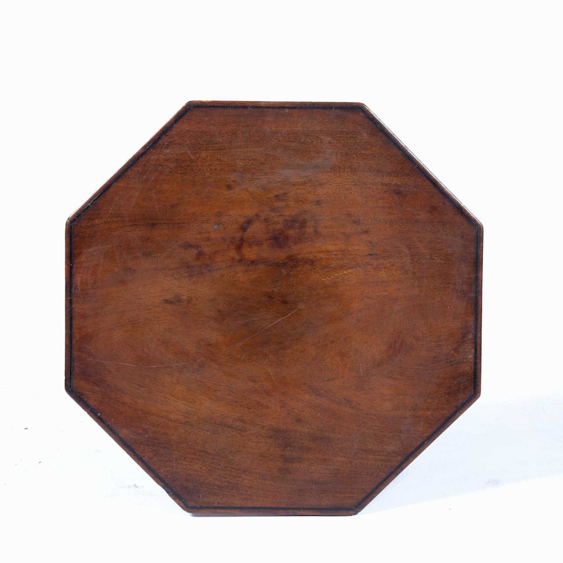 Mahogany and ebony inlaid octagonal occasional table 19th Century, on a turned column and tripod - Image 3 of 3
