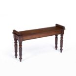 Mahogany small window seat 19th Century, of plain form, with turned supports, 87cm long x 48cm