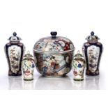 Group of Oriental ceramics Chinese and Japanese, comprising of a large lidded Japanese Imari