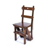 Walnut metamorphic chair/library steps Victorian, Gothic Revival, 90cm highOverall wear, some losses