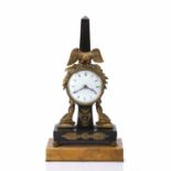 Egyptian Revival Continental mantel clock late 19th Century, in the form of an obelisk with ormolu