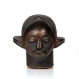 Tribal interest African, Fang carved wooden head, 24cm highOld woodworm, splits, scratches and signs